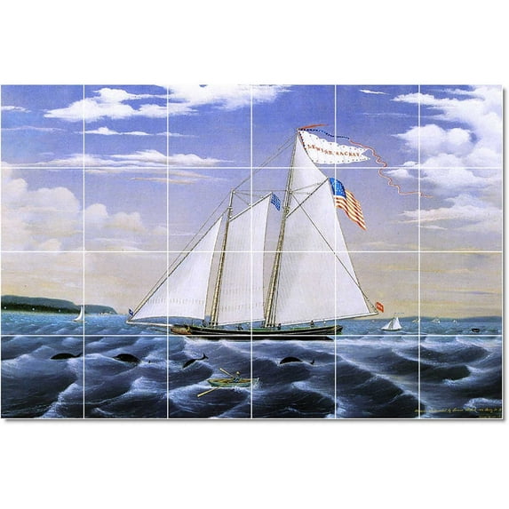 Ceramic Tile Mural-James Bard Ships Tile Mural Traditional Home Remodeling. 72" w x 48" h using (24) 12 x 12 ceramic tiles