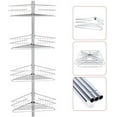 thumbnail image 3 of Delaman 4-Tier Bathroom Shower Shelf Rack Storage Basket with Hook Constant Tension Corner Shower Caddy Shower Tension Pole Caddy 4-Shelf Rustproof Shower Tension Pole Caddy, 3 of 7