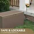 thumbnail image 6 of XPOPR 95 Gallon Deck Box Large Resin Outdoor Storage Box, Waterproof and UV Resistant Lockable for Outdoor and Patio, Large Storage Cabinet for Patio Furniture, Tools and Pool Supplies, Light Brown, 6 of 8