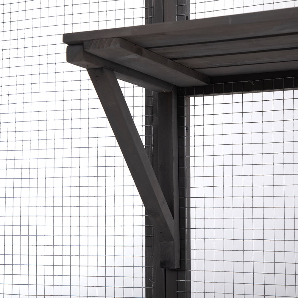 Kadyn Large Wooden Cat Cage with Top Sun Panel, Perch, Wooden Indoor Outdoor Cat Enclosure, Sleeping Box Wooden Outdoor Cat Enclosure, Large Cat House with Perch, Gray Kadyn Large Wooden Cat Cage with Top Sun Panel, Perch, Wooden Indoor Outdoor Cat Enclosure, Sleeping Box Wooden Outdoor Cat Enclosure, Large Cat House with Perch, Gray