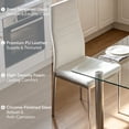 thumbnail image 6 of Ktaxon Modern Dining Table Set for 4, Glass Kitchen Table Set & 4 PU Padded Upholstered Highback Chairs, Dining Room Set for Family Dinners, Breakfast, White, 6 of 9