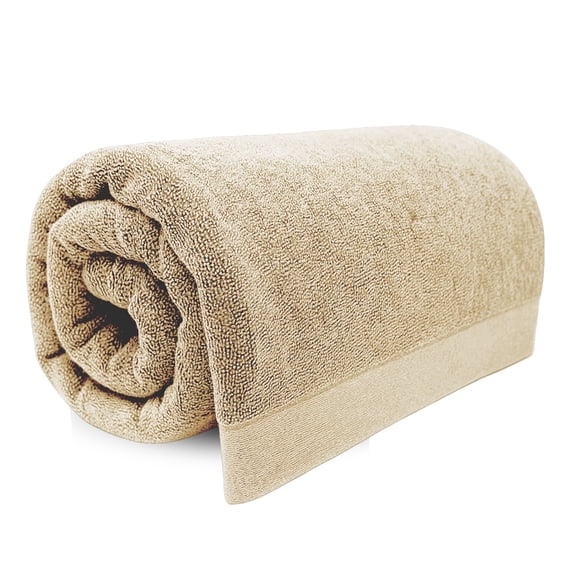 BedVoyage Luxury Bath Sheet Towels, Extra Large Bathroom Towel, 37x70 Viscose Derived from Bamboo & Cotton, Super Absorbent & Fast Drying Plush Bath Sheets - Sand