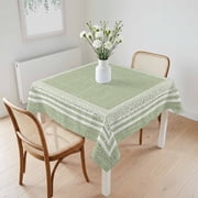 Waterproof Tablecloth Sage Green Linen Burlap Key Square Table Cloth 54x54in,Wipeable Washable Table Cover Abstract Greek Inspired Texture Tablecloths for Dining Tables Kitchen Picnic Ourdoor