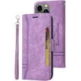 thumbnail image 1 of iPhone 13 Pro Wallet Case,PU Leather Folio Kickstand Card Slots Cover for iPhone 13 Pro,Book Folding Flip Case with Detachable Wrist Strap,Protective Cover for iPhone 13 Pro,Purple, 1 of 14