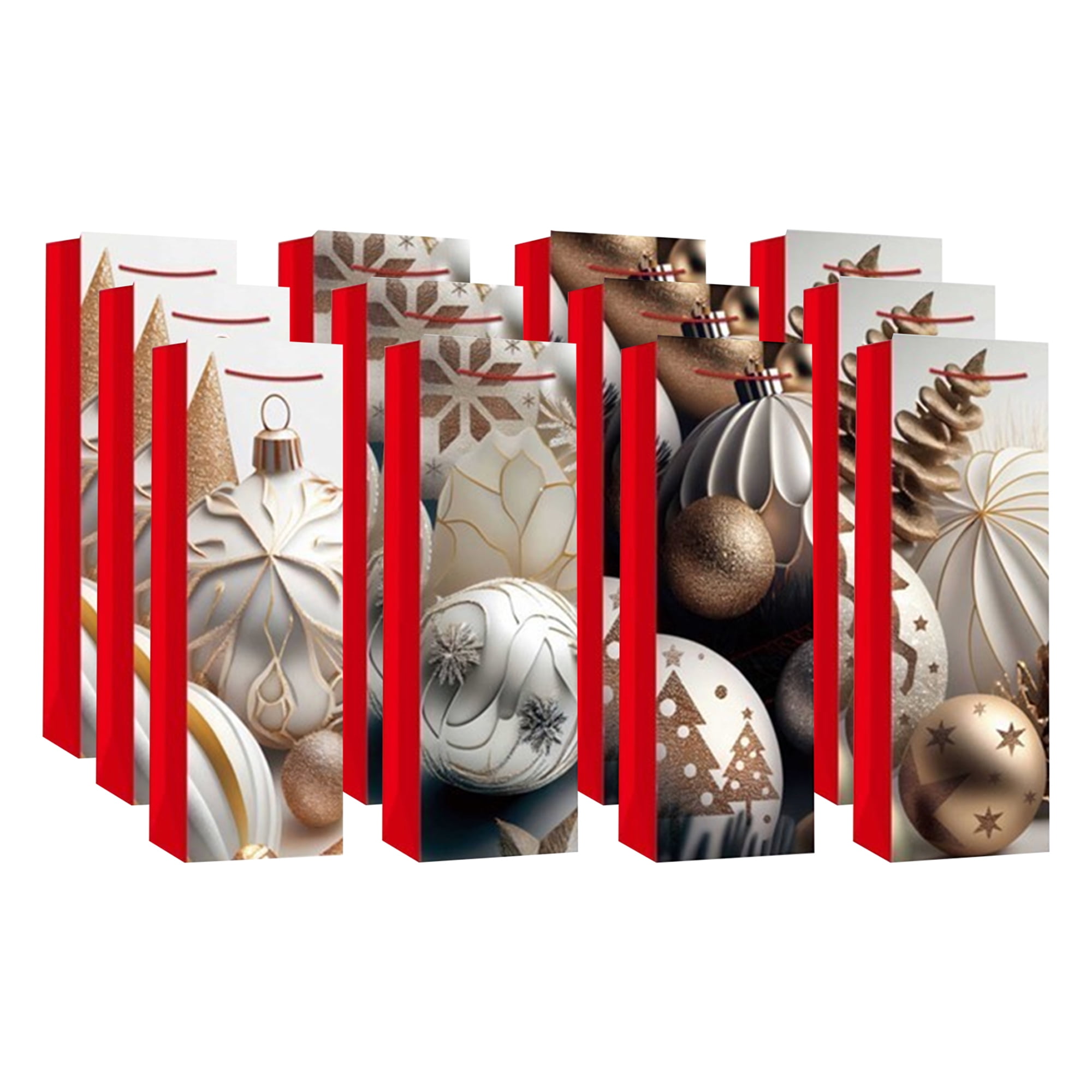Christmas Wine Gift Bags (Ornaments) (Asstd) - Set of 12