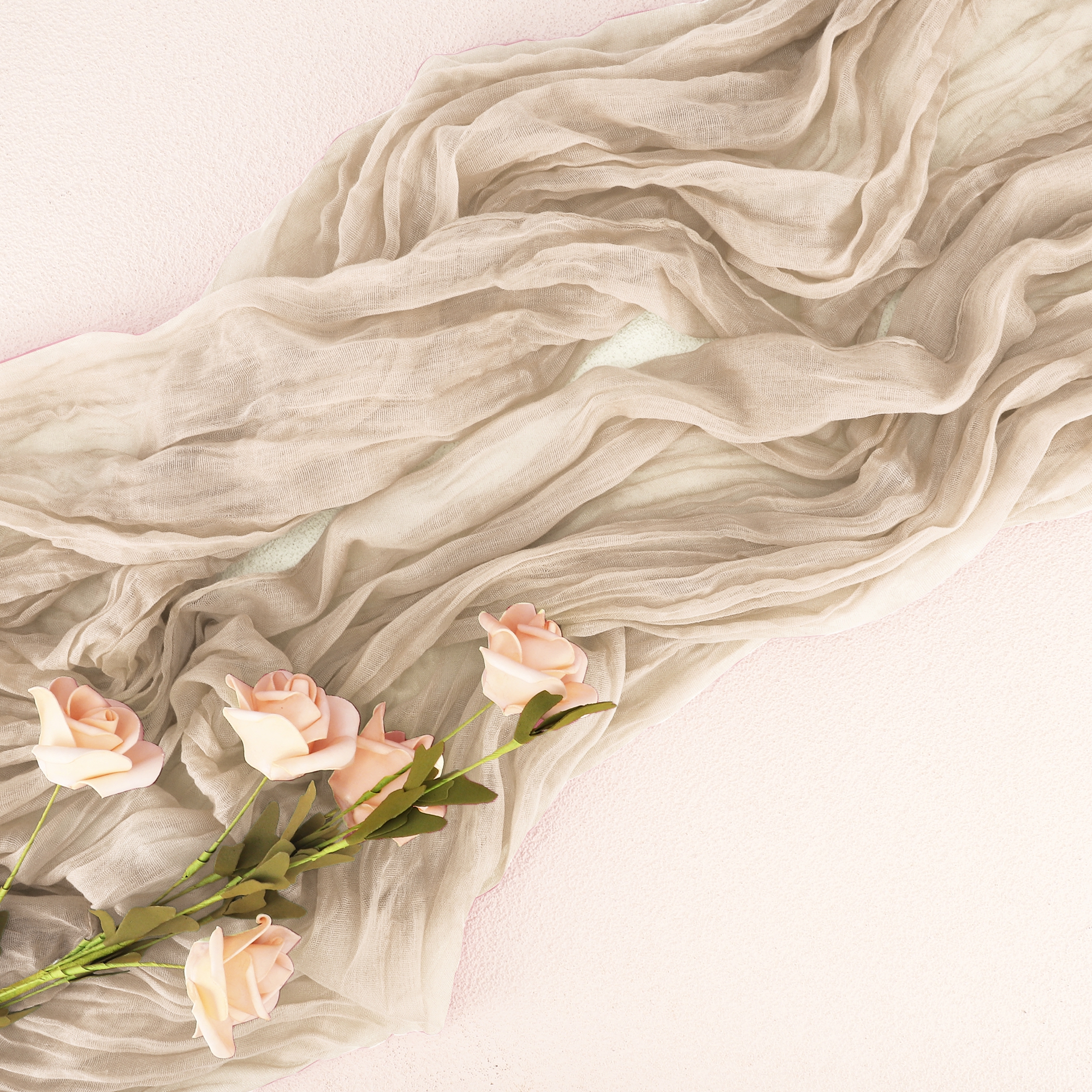 Unique Bargains Cheesecloth Table Runner for Wedding Decoration 118.11"x 35.43" Beige