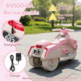 thumbnail image 4 of Pirecart Kids Motorcycle, 6V Battery-Powered Rideable Toy with Realistic Sounds, Music & LED Headlight, Toddler Electric Motorcycle for Kids 3+, Gift for Boys Girls, Pink, 4 of 10