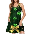 thumbnail image 5 of Viikei Womens Dresses Short Sleeve Casual Summer,Plus Size Summer Maxi Dress for Women,St. Patrick's Day Women's Casual Plus-size Sleeveless Crew Neck Short Dress Green M, 5 of 5