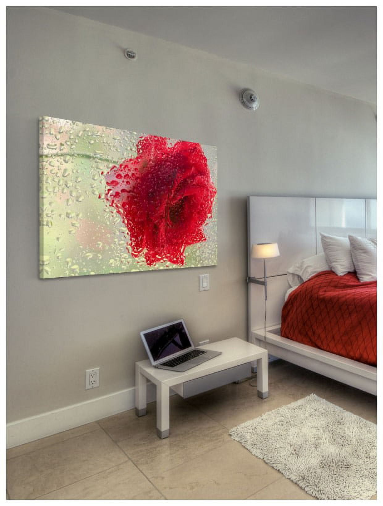 Marmont Hill "Red Rose in a Light Rain" Painting Print on Canvas