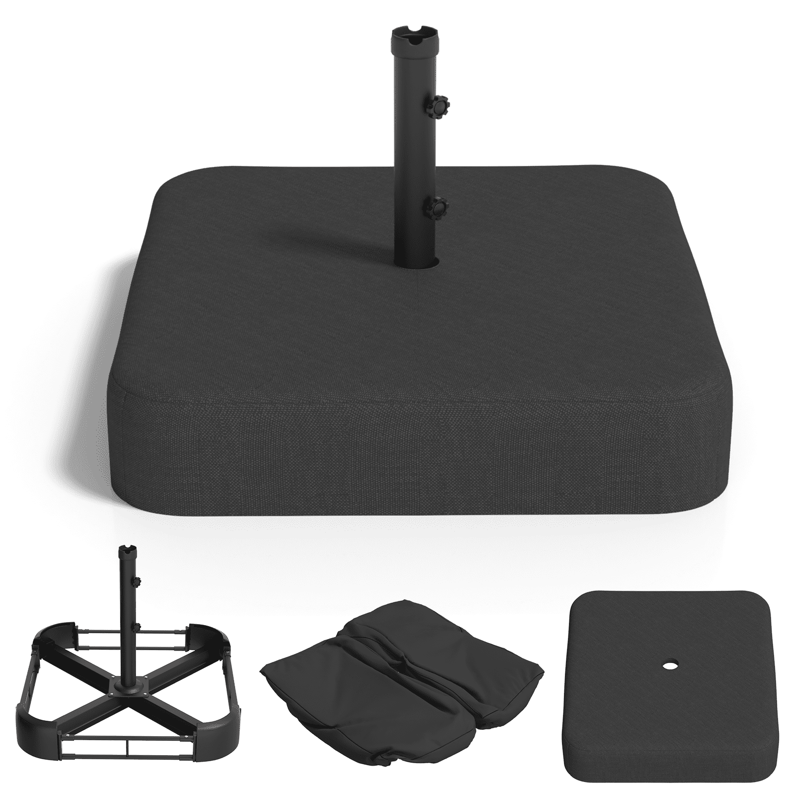 AECOJOY Umbrella Stand,Heavy-Duty 220lb with Sandbags,Compatible with 1.9" Pole,Outdoor Umbrella Base, Black