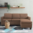 thumbnail image 5 of Vineego Linen Fabric L-shape Sofa Sectional Couch for Living Room, Brown, 5 of 7