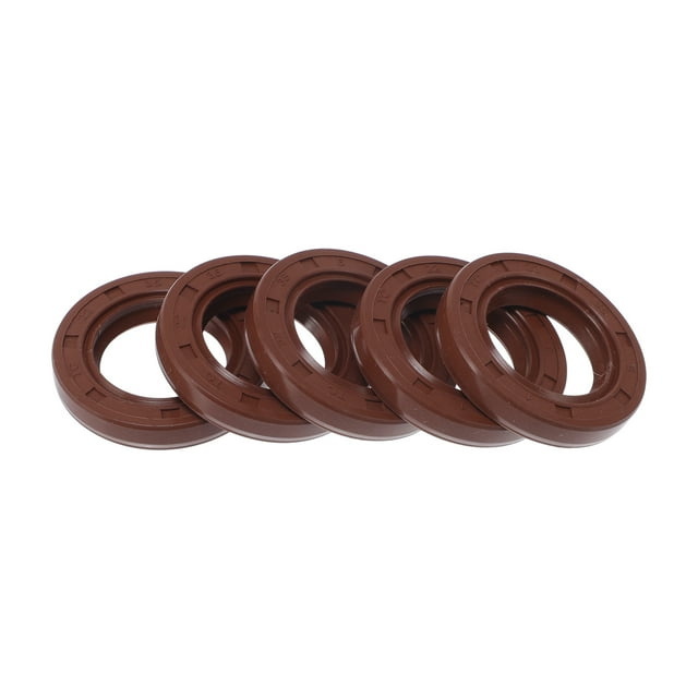 Unique Bargains Sello de Aceite Universal TC Doble Labio con Resorte de Acero Anillo de Sello de Eje Rotativo 22x35x6mm Alta Presión Caucho FKM Marrón 5 Pcs