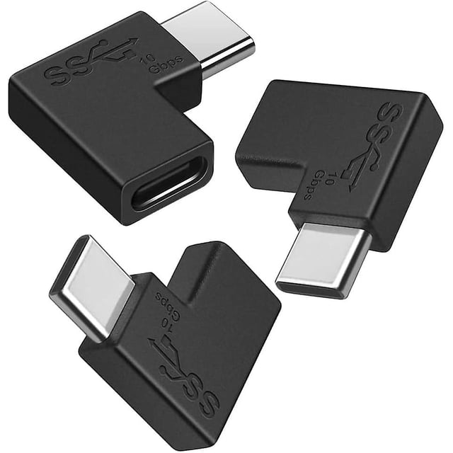 Adaptador USB C de 90 grados (paquete de 3), USB 3.0 macho a hembra, 10 Gbps, 3 A, 5 V, adaptador USB OTG, compatible con teléfonos y tabletas USB-C