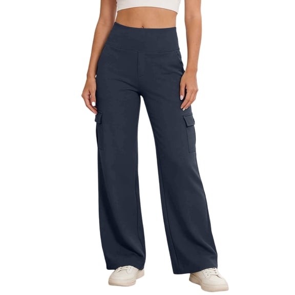 RQYYD Women's High Waist Cargo Wide Leg Pants Casual Loose Lightweight Comfortable Streetwear Trousers