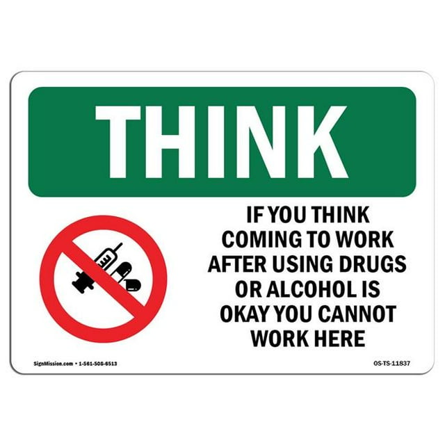 SignMission OS-TS-A-1218-L-11837 12 x 18 in. OSHA Think Sign - If You Think Coming to with Symbol