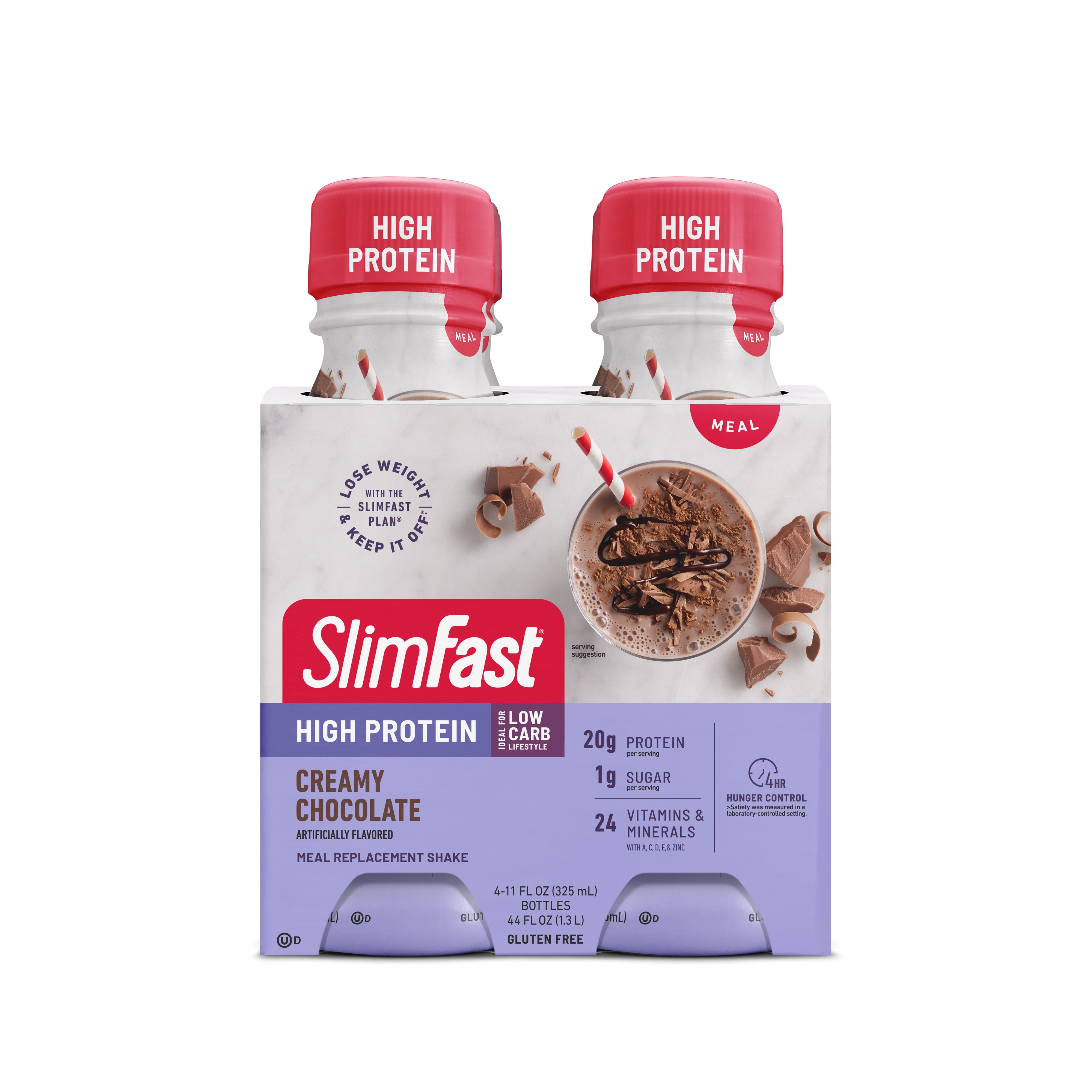 SlimFast High Protein Nutrition Creamy Chocolate Meal Replacement Shake, Bottle 4 Ct