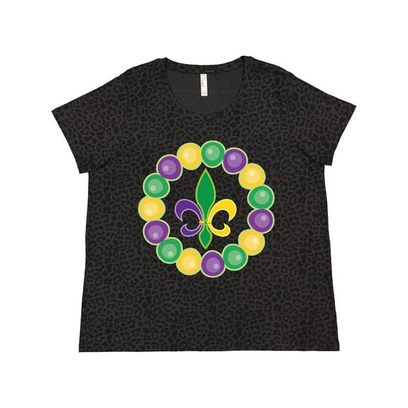 Inktastic Mardi Gras Beads and Fleur De Lis Women's Plus Size T-Shirt