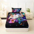 thumbnail image 4 of Homewish Neon Gaming Letter A Twin Sheets,Geometric Hexagon Bedding,3pcs,1 Fitted Sheet and 1 Pillowcase, 4 of 6