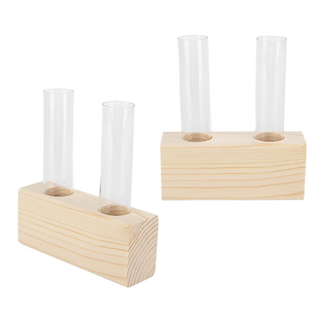 Test Tube Plants Vase, Retro Style Design Wooden Vase Decor For Living Room