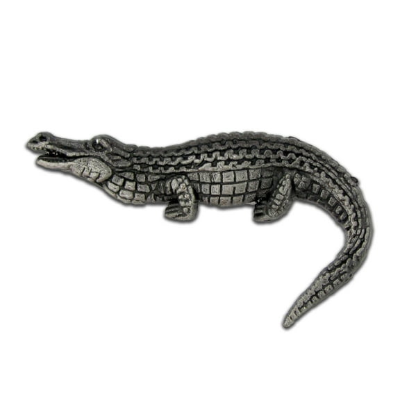 Antique Silver Alligator Zoo Animal Lover Lapel Pin