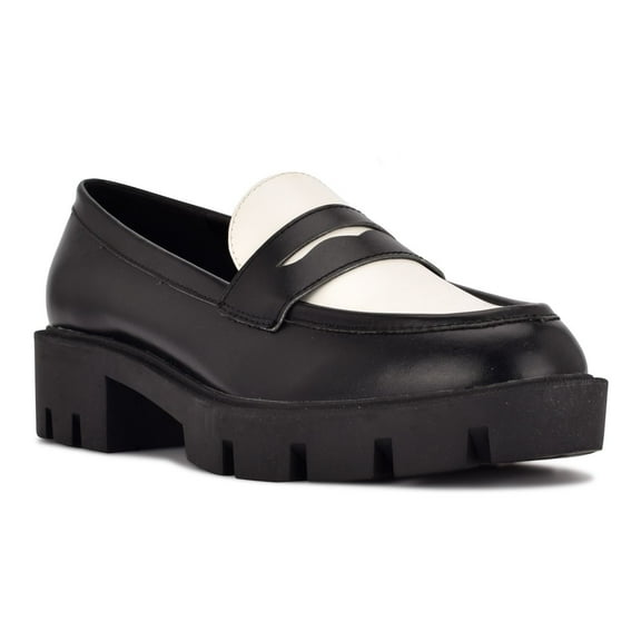 Nine West Maibel Women's Slip-On Loafers Color: Black White Size: 9