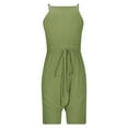 thumbnail image 6 of Lenpel Women's Casual Rompers Summer Spaghetti Strap Scoop Neck Drawstring Sleeveless Jumpsuits Loose Short Overalls, 6 of 6