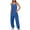 Blue A, variant on Akafmk Plus Size Jumpsuits for Women Summer,Casual Rompers for Women,Fashionable Solid Color V-neck Jumpsuit Loose Fitting Overalls