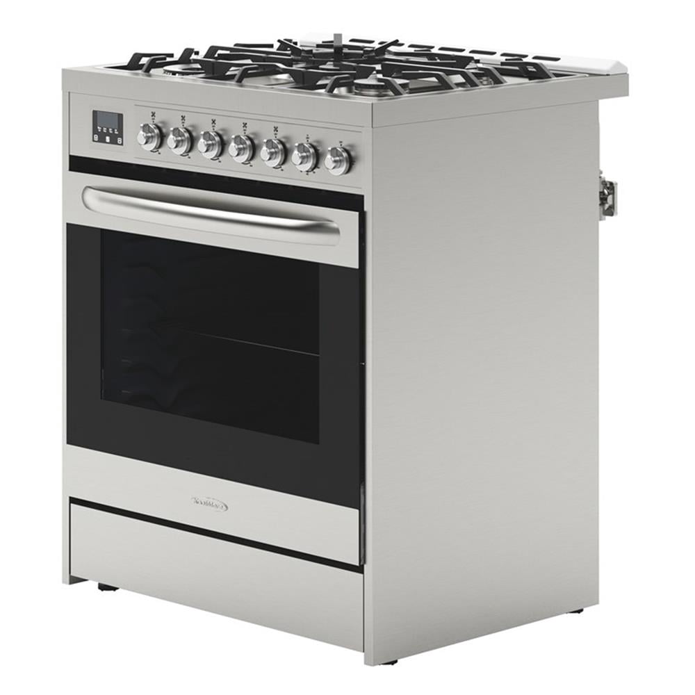 Pemberly Row Modern 30" Stainless Steel Professional Gas Range