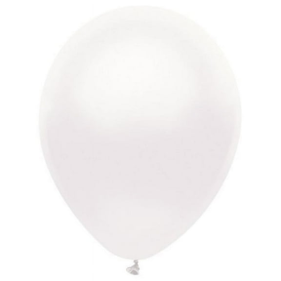 PartyMate 12" Round Solid Color Latex Balloons, 10-Count, Metallic Silk White