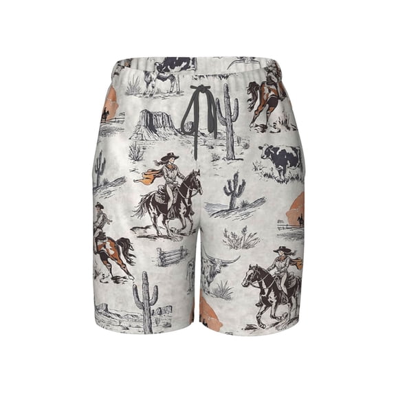 Western Soft Cowboys For Young Adults Beach Pants Lightweight and Quick-Drying Teen Shorts with Mesh Lining and Drawstring
