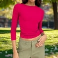 thumbnail image 2 of Dagugfen Sports Casual Tops for Women Fitness Stretchy Crew Neck Spandex Tops Daily Wear Base Layer Shirts, 2 of 7