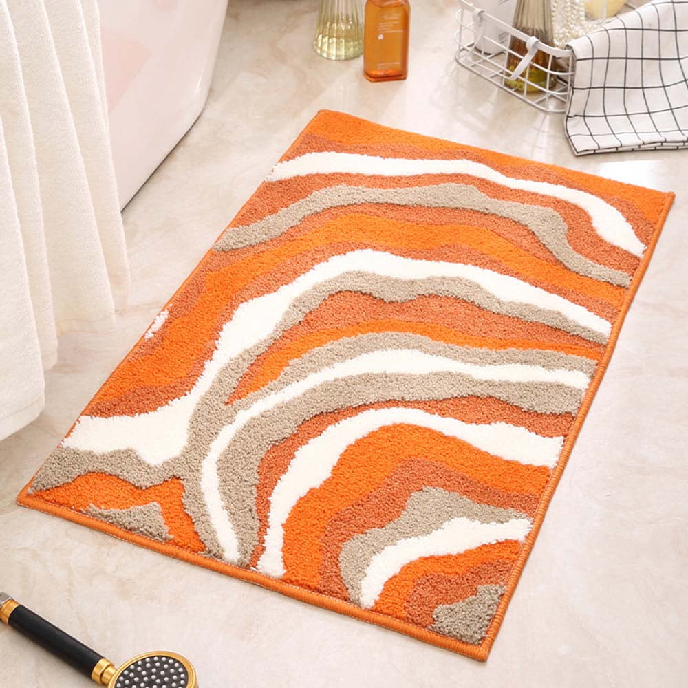 Orange Microfiber Bathroom Rugs 16 x 24inch Soft Plush Absorbent Non-Slip Backing Fluffy Bath Mats Machine Washable