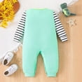 thumbnail image 4 of Enyan Baby Boy Clothes Fall Winter Outfits Infant Boys Long Sleeve Stripe Romper Dinosaur Clothing Set(Green,1-3 Months), 4 of 7