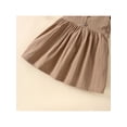thumbnail image 6 of Chollius Baby Girl Casual Dress, Round Neck Fly Sleeve Solid Color Button High Waist One Piece Skirt, 6 of 8