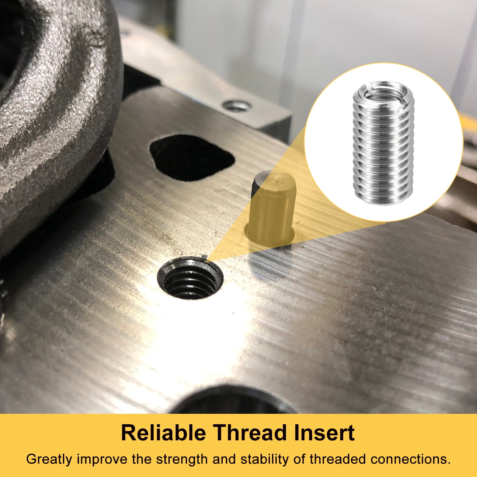 Uxcell 12pcs Thread Repair Inserts M14 x 2 Male to M10 x 1.5 Female Thread 25mm Long Stainless Steel Reducing Nuts Metric Self Tapping Sleeves