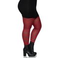 thumbnail image 2 of Leg Avenue Women's Plus-Size Nylon Striped Tights, Black/Red, 1X/2X, 2 of 4