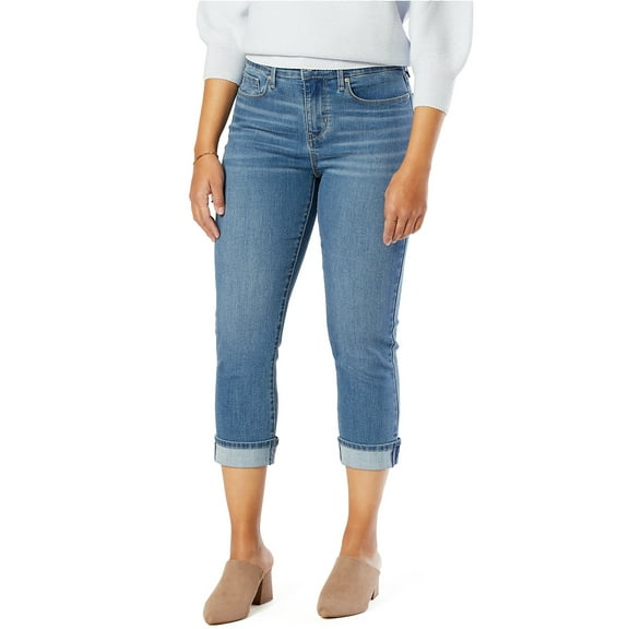 Levi Strauss Signature Women's and Women's Plus Mid Rise Capri Jeans, 25" Inseam, Sizes 2-28