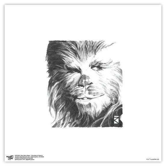 Gallery Pops Star Wars: Saga - Chewbacca Sketch Wall Art, Unframed Version, 12" x 12"
