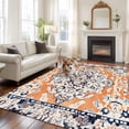 thumbnail image 2 of 8x10 Area Rugs for Living Room, Orange Boho Non Slip Area Rugs for Kitchen Bedroom Entryway, Vintage Ethnic Tribe Abstract Art Washable Carpet Runner Rug Floor Mats for Bedroom Home Decor, 2 of 9