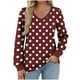thumbnail image 2 of Heisall Womens Tops Long Sleeve V-Neck Loose Casual Tshirts Polka Dot Print Spring Autumn Fashion, 2 of 5