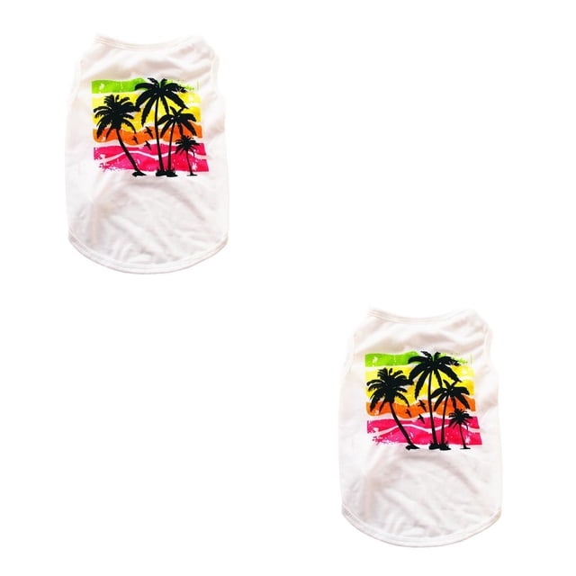 Ropa Chaleco de verano Greeniant Patrón de árbol de coco L Blanco