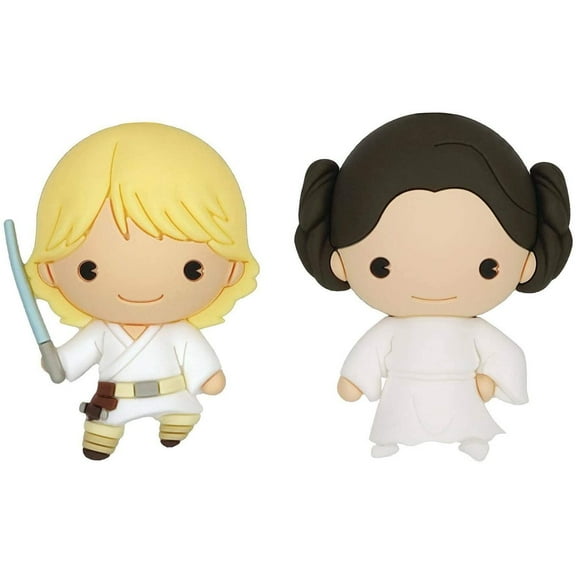 Star Wars Luke Skywalker and Princess Leila 3D Foam Kitchen Refrigerator Magnet (2 Pack)