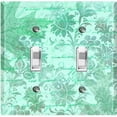 thumbnail image 1 of Metal Light Switch Plate Outlet Cover (Teal Leaf Letter Damask LET010), 1 of 13