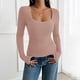 thumbnail image 2 of Tops para mujer,Blusa de mujer, manga larga, cuello redondo, encaje, informal, color liso, tela de imitación, para uso diario y en casa, sopatenor, 2 of 9