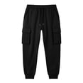 thumbnail image 5 of Men's Fleece Multi Pocket Sweatpants Loose Fit Cuffed Ankle Casual Joggers with Drawstring Elastic Waist Solid Color Lounge Trousers for Winter, 5 of 7