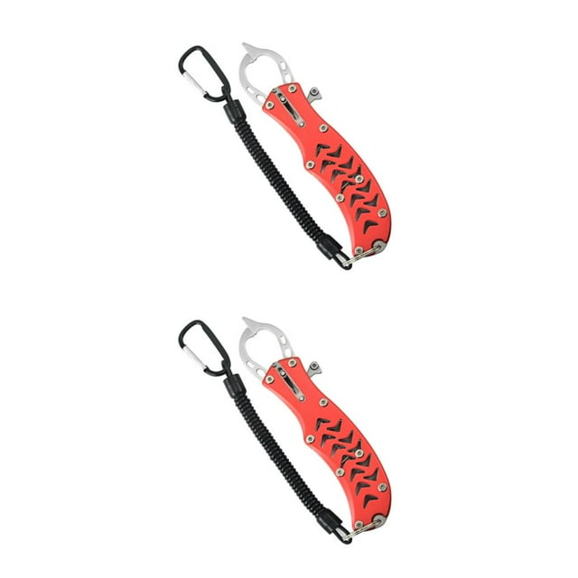 mmirethe Stainless Steel Fish Grip Aluminum Alloy Fish Lip Holder Multifunction Lure Pliers Controller Rustproof Accessory Red 2PCS