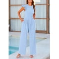 thumbnail image 4 of PRETTYGARDEN Summer Jumpsuits for Women Dressy Casual Ruffle Cap Sleeves Romper Crew Neck Rib Knit One Piece Outfits, 4 of 8
