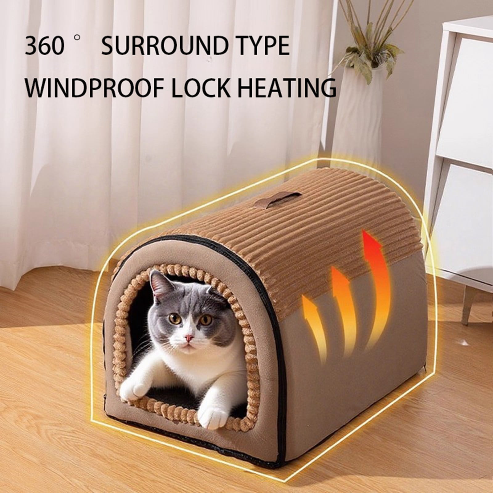 Heated Pet Bed for Cats and Dogs with Reversible Cover Indoor Outdoor Use Machine Washable Cozy Warmth and Comfort Durable Construction