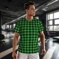 thumbnail image 3 of Wukai Buffalo Plaid Green Black Print Men's Short-Sleeved Mesh T-Shirt,Quick-Dry Short Sleeve Workout T-Shirt-X-Small, 3 of 8
