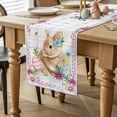 thumbnail image 2 of Easter Rabbits Table Runner 72 Inches Long for Kitchen Dining, Cute Bunny Faisy Leaf Eggs Spring Colorful Plaid Dresser Scarf Farmhouse, Dining Table Decorations for Wedding/Parties, 13 x 72 In, 2 of 8